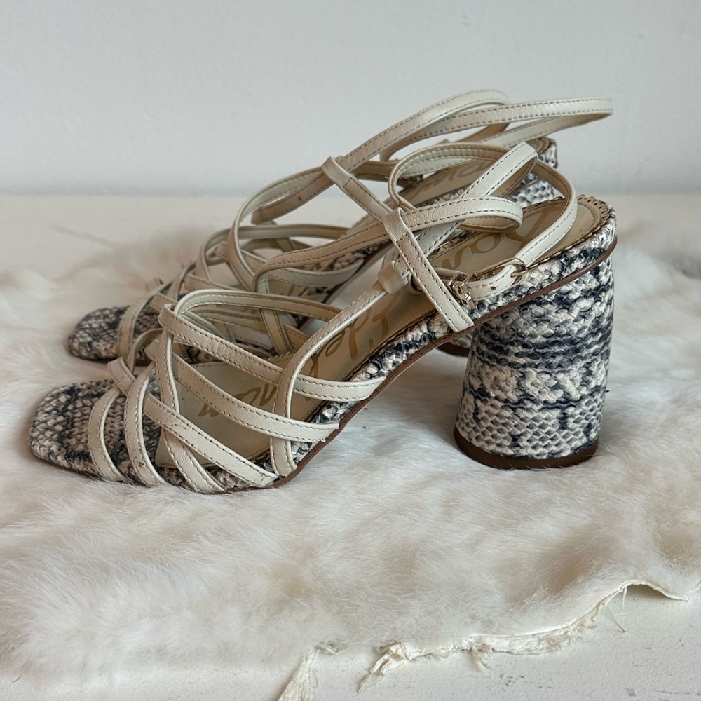 Sam Edelman Snakeskin Strappy Block Heels